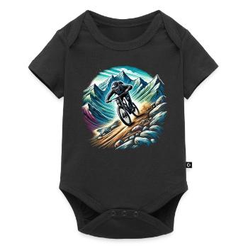 Mountain bikers in the mountains - Baby Premium short-sleeve bodysuit - black - Front