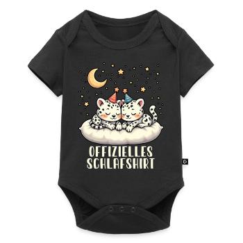 Offizielles Schlafshirt - Süßer Schneeleopard - Baby Premium Kurzarmbody - Schwarz - Vorne