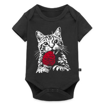 Lustige Katze Eis - Baby Premium short-sleeve bodysuit - black - Front
