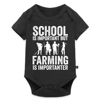 School is important but farming is importanter - Baby Premium short-sleeve bodysuit - black - Front