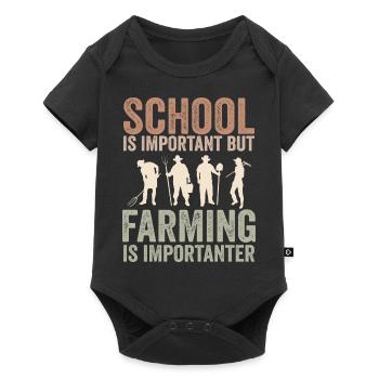 School is important but farming is importanter - Baby Premium short-sleeve bodysuit - black - Front