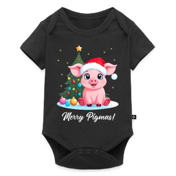 Cochon Noël fermier Joyeux Pigmas - Body à manches courtes Premium Bébé - noir - Devant