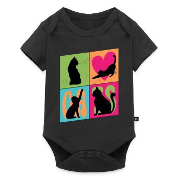 Chat Chaton Chat Silhouette Coeur Art Coloré - Body à manches courtes Premium Bébé - noir - Devant
