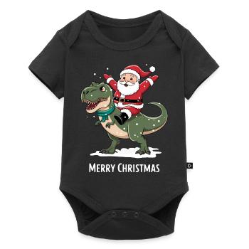 Dinosaure T-Rex Père Noël - Body à manches courtes Premium Bébé - noir - Devant