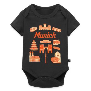 Illustration des sites touristiques de Munich - Body à manches courtes Premium Bébé - noir - Devant