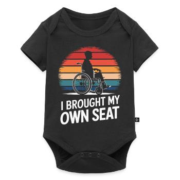 Rollstuhl Rollstuhlfahrer Behinderung Humor - Baby Premium Kurzarmbody - Schwarz - Vorne