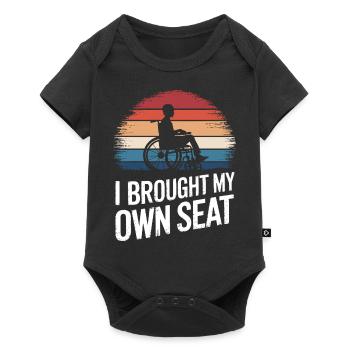 Rollstuhl Rollstuhlfahrer Behinderung Humor - Baby Premium Kurzarmbody - Schwarz - Vorne