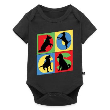 Silhouettes de chien Chiot Chien Coloré Vintage Rétro - Body à manches courtes Premium Bébé - noir - Devant