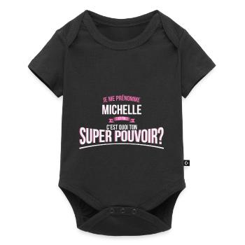 Michelle super pouvoir cadeau - Body à manches courtes Premium Bébé - noir - Devant