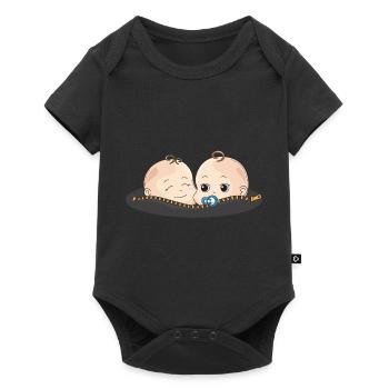 Twins Baby Pacifier Gift Baby Belly - Baby Premium short-sleeve bodysuit - black - Front