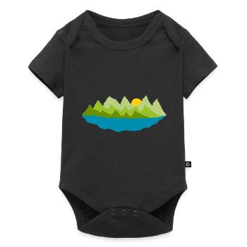 Landschaft - Bäume - See - Baby Premium Kurzarmbody - Schwarz - Vorne