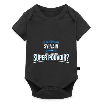 Sylvain super pouvoir cadeau - Body à manches courtes Premium Bébé - noir - Devant