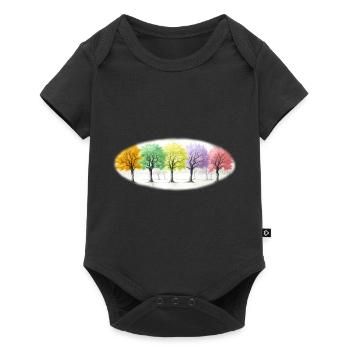 Bunt Bäume Baum Wald - Baby Premium Kurzarmbody - Schwarz - Vorne