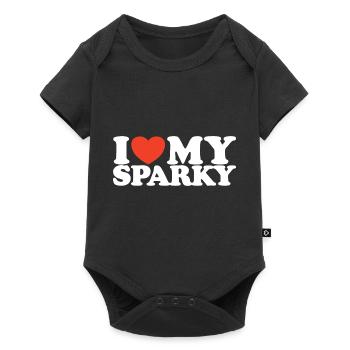 J’adore mon étincelant T-shirt en forme de cœur d’électricien - Body à manches courtes Premium Bébé - noir - Devant