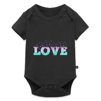 Liebe Love Herz Vögel Romantisch Ich Liebe Dich - Baby Premium Kurzarmbody - Schwarz - Vorne
