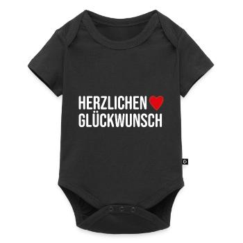 Herzlichen Glückwunsch Herzlich Geschenkidee - Baby Premium Kurzarmbody - Schwarz - Vorne