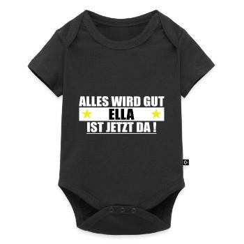 Ella surname First name Birthday - Baby Premium short-sleeve bodysuit - black - Front