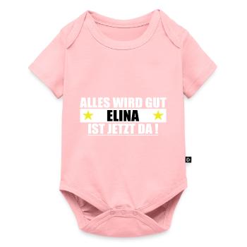 Elina Nom Prénom Anniversaire - Body à manches courtes Premium Bébé - rose - Devant