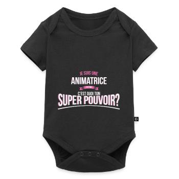 Animatrice super pouvoir cadeau - Body à manches courtes Premium Bébé - noir - Devant