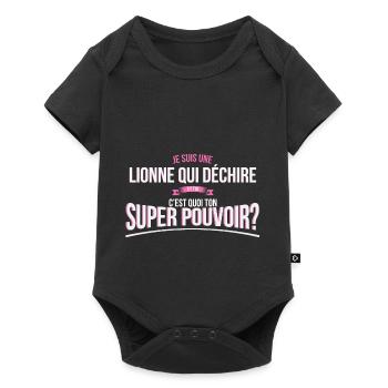 Lionne qui déchire super pouvoir cadeau - Body à manches courtes Premium Bébé - noir - Devant