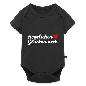 Herzlichen Glückwunsch Geburtstagsgruß - Baby Premium Kurzarmbody - Schwarz - Vorne