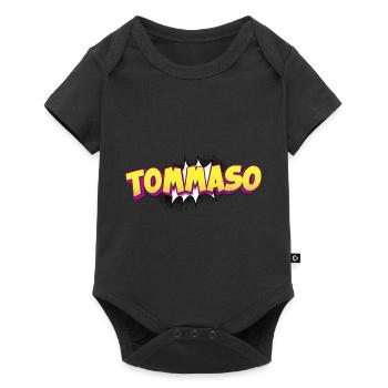 Tommaso benutzerdefinierter Name Comic-Buch-Stil Pop-Art, - Baby Premium Kurzarmbody - Schwarz - Vorne
