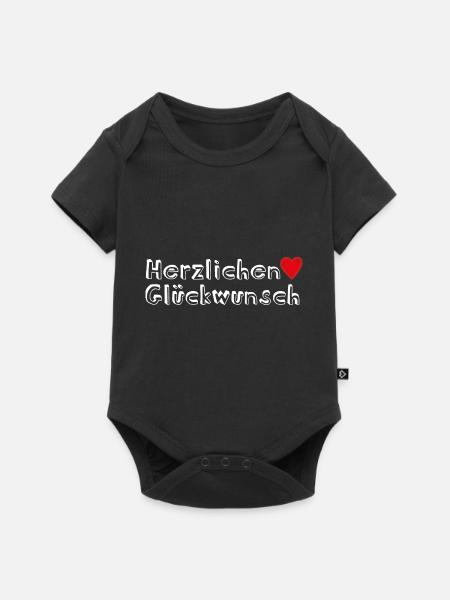 Herzlichen Glückwunsch Geschenkidee - Baby Premium Kurzarmbody - Schwarz