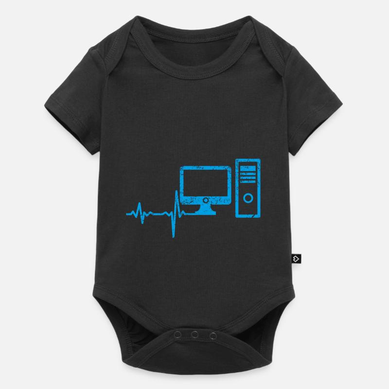 Cadeau Heartbeat Ordinateur PC - Body à manches courtes Premium Bébé - noir