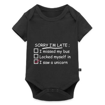 Désolé, je suis en retard I Saw A Unicorn - Body à manches courtes Premium Bébé - noir - Devant