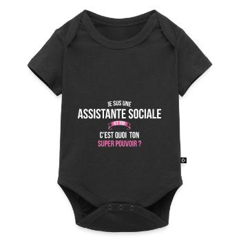 Assistante sociale super pouvoir femme - Body à manches courtes Premium Bébé - noir - Devant