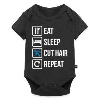 Eat Sleep Cut Hair Repeat Barber - Baby Premium short-sleeve bodysuit - black - Front