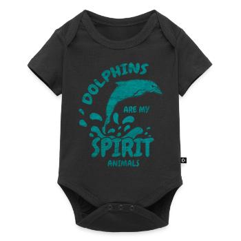 Dolphin dolphin marine animal sea gift - Baby Premium short-sleeve bodysuit - black - Front