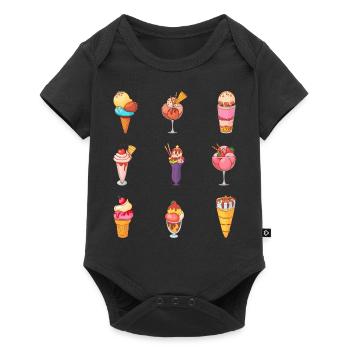 Crème glacée, crème glacée, crème glacée, crème glacée, boule, crème glacée, sundae - Body à manches courtes Premium Bébé - noir - Devant