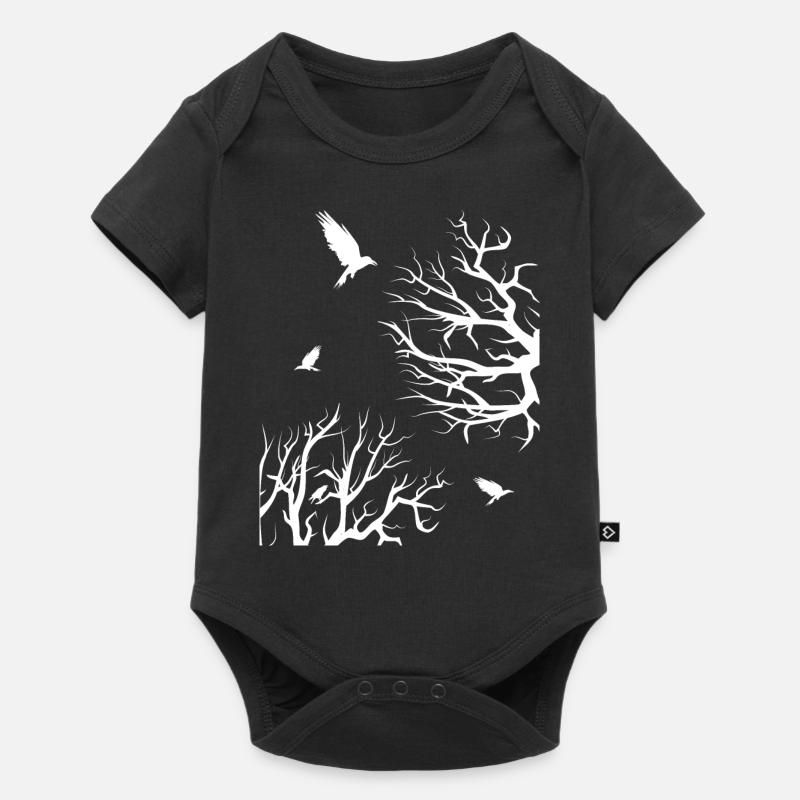 Corbeau Corbeau dans la forêt. Arbres en vol. - Body à manches courtes Premium Bébé - noir