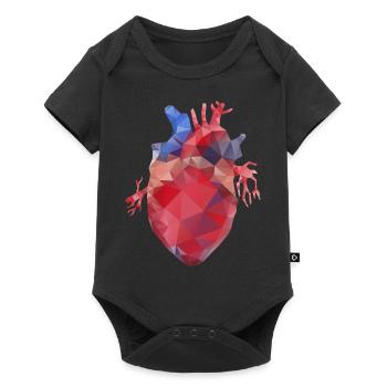 Coeur bas poly - Body à manches courtes Premium Bébé - noir - Devant
