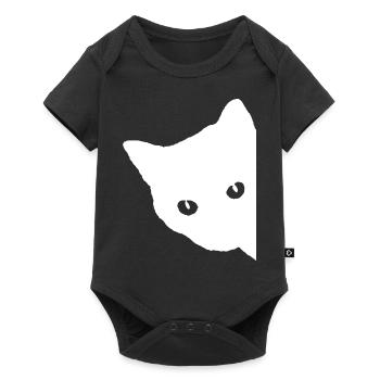 Visage de chat blanc - Body à manches courtes Premium Bébé - noir - Devant