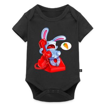 lapin qui téléphone.png - Body à manches courtes Premium Bébé - noir - Devant