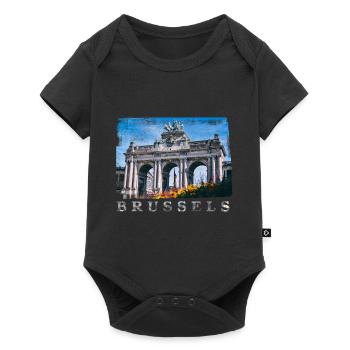| Brüssel Cinquantenaire - Baby Premium Kurzarmbody - Schwarz - Vorne