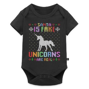 Licorne Licornes réel drôle coloré Noël laid - Body à manches courtes Premium Bébé - noir - Devant