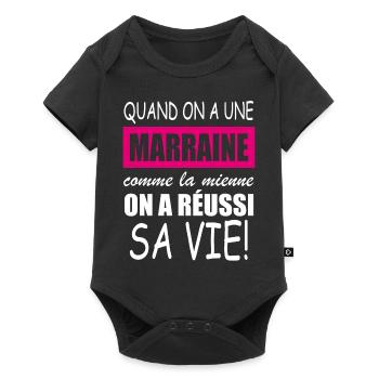 quand on a une marraine comme la mienne - Body à manches courtes Premium Bébé - noir - Devant