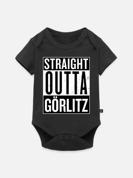 Straight outta Görlitz compton Film Logo Sachsen - Baby Premium short-sleeve bodysuit - black