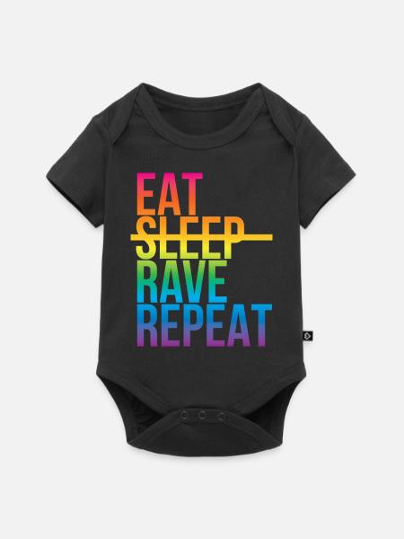Rave - Eat sleep repeat3 - Baby Premium Kurzarmbody - Schwarz