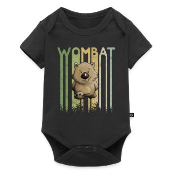 Funky retro wombat lettering cartoon marsupial - Baby Premium short-sleeve bodysuit - black - Front