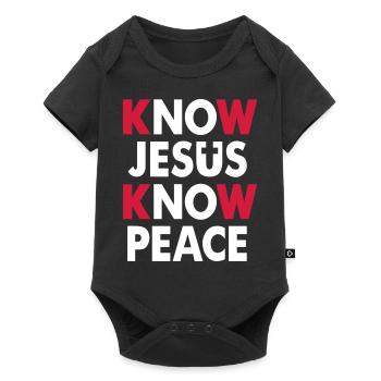 Know Jesus - Know Peace - Baby Premium Kurzarmbody - Schwarz - Vorne