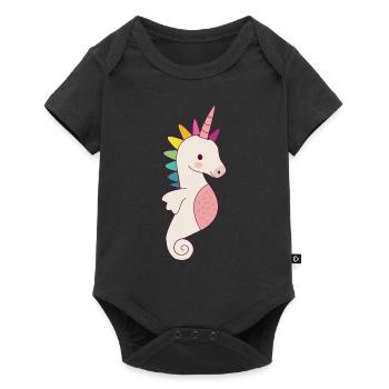 Licorne hippocampe doux cadeau - Body à manches courtes Premium Bébé - noir - Devant