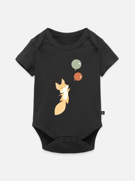 Fuchs Luftballon Füchschen Ballon Kind Kinder süß - Baby Premium Kurzarmbody - Schwarz