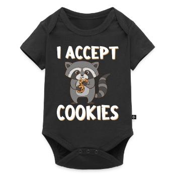 Raccoon with biscuits and saying. I Accept Cookies. - Baby Premium short-sleeve bodysuit - black - Front