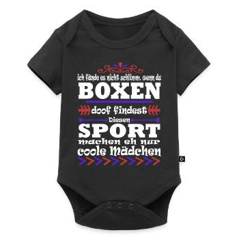 Boxen Mädchensport Hobby Geschenk Boxhandschuhe - Baby Premium Kurzarmbody - Schwarz - Vorne