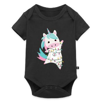 Unicorn magical Christmas fairy lights sweet pink - Baby Premium short-sleeve bodysuit - black - Front