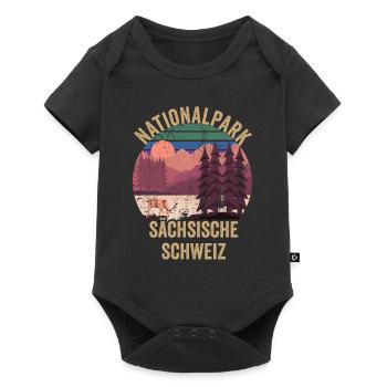 Nationalpark Sächsische Schweiz Vintage Wandern - Baby Premium Kurzarmbody - Schwarz - Vorne